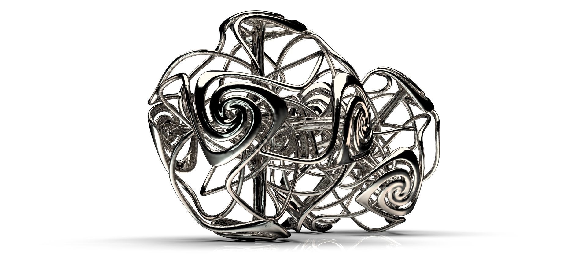 Swirly abstract silver ring 3D print model_9