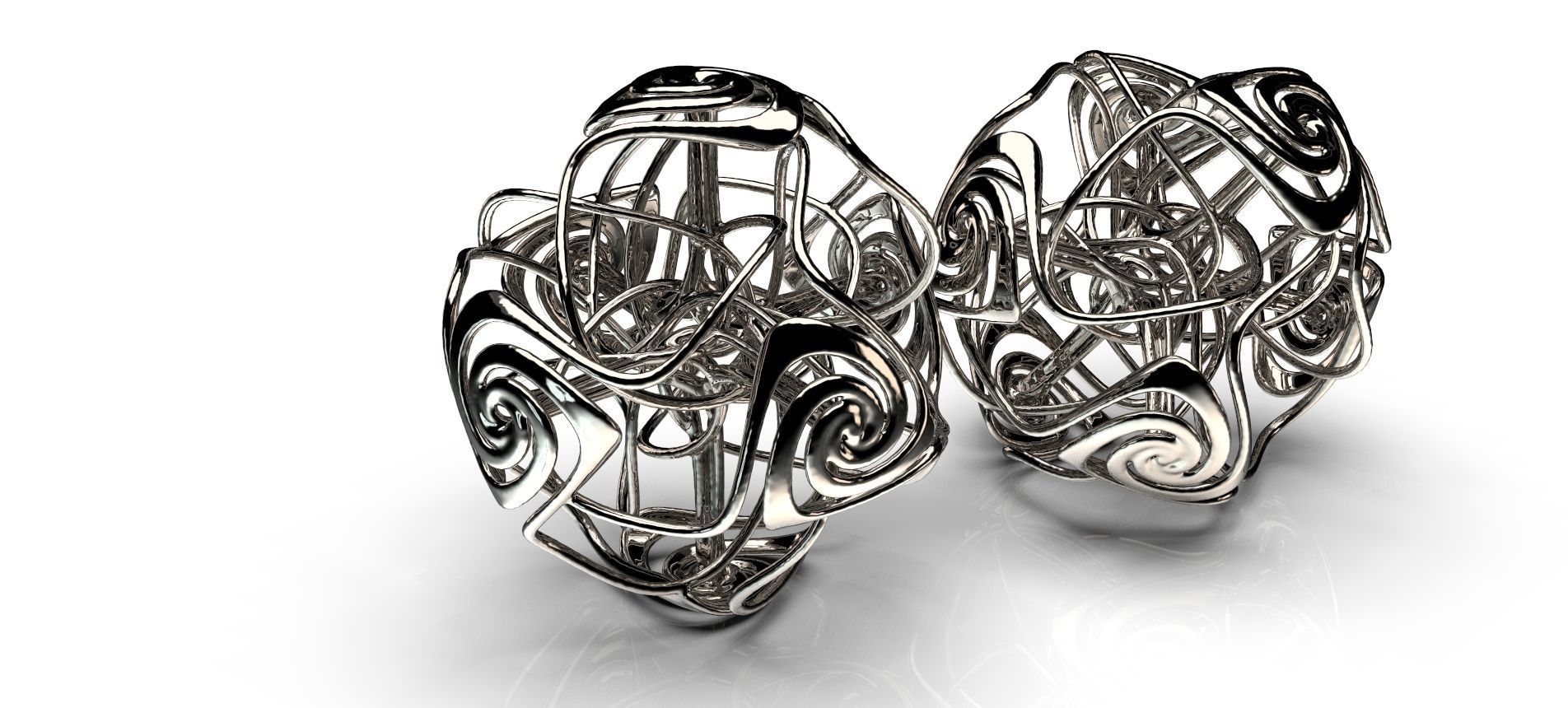 Swirly abstract silver ring 3D print model_6