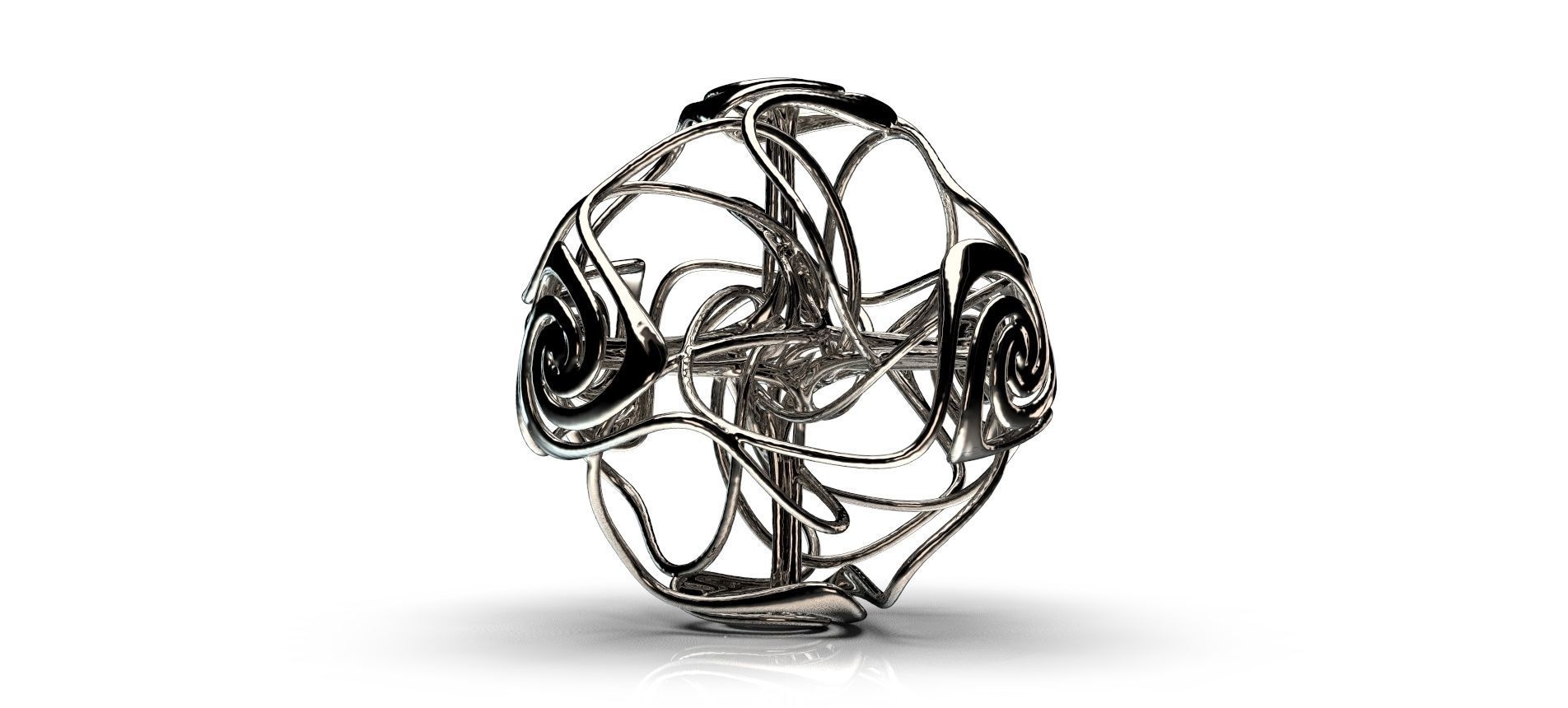 Swirly abstract silver ring 3D print model_1