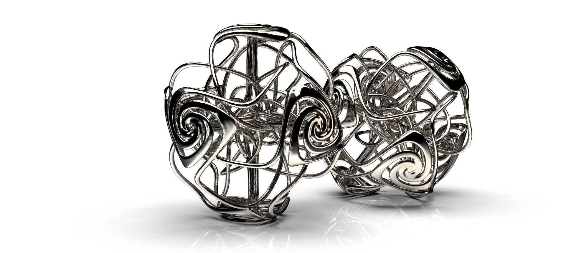 Swirly abstract silver ring 3D print model_7