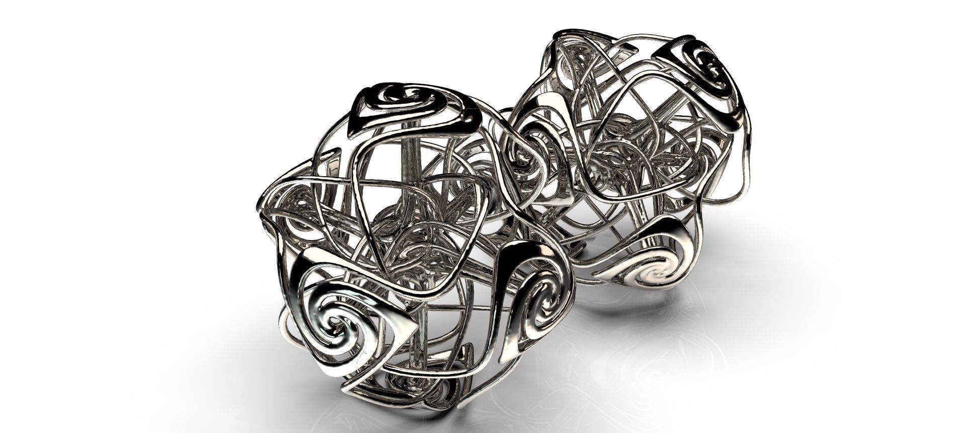 Swirly abstract silver ring 3D print model_10