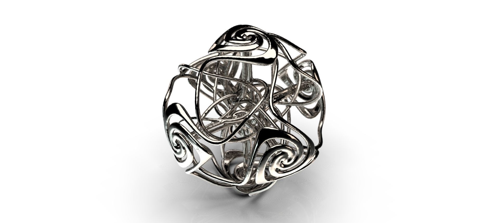 Swirly abstract silver ring 3D print model_5