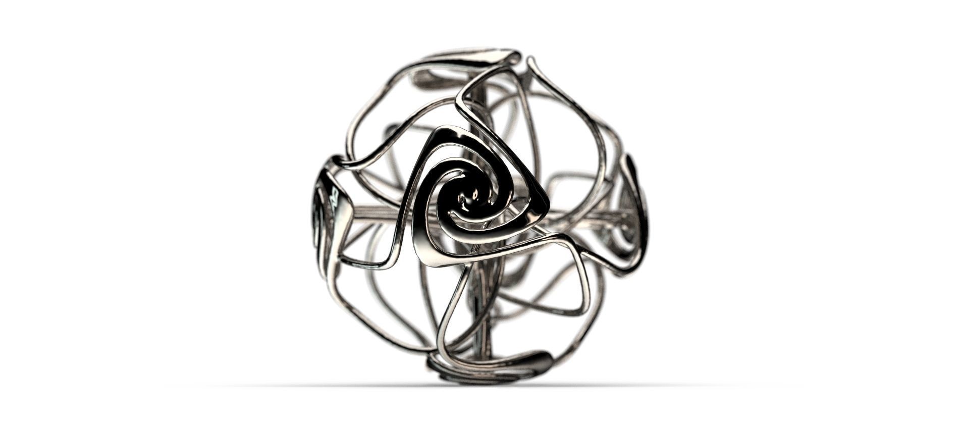Swirly abstract silver ring 3D print model_3
