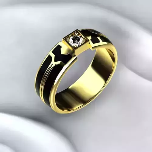 Black Enamel Gold Ring