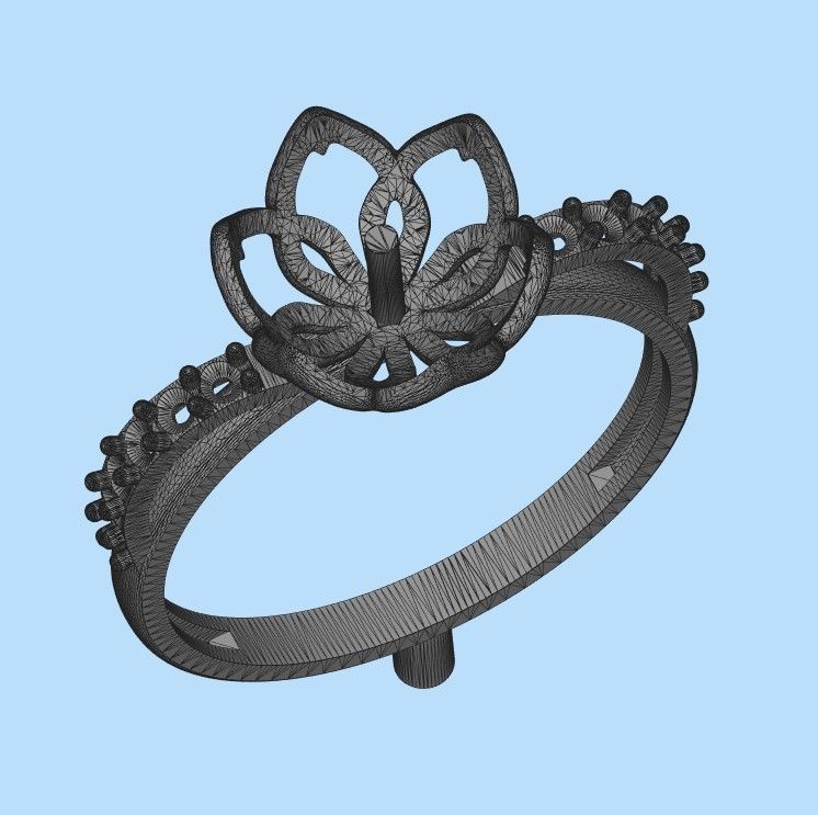 Women Pearl and Diamonds Ring Design 3dm stl vintage 3D print model_16