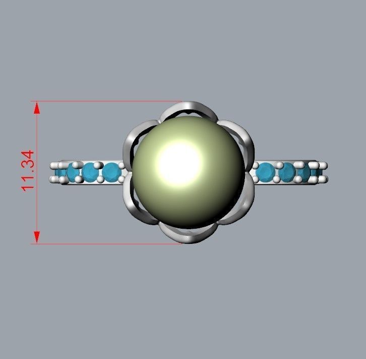 Women Pearl and Diamonds Ring Design 3dm stl vintage 3D print model_11