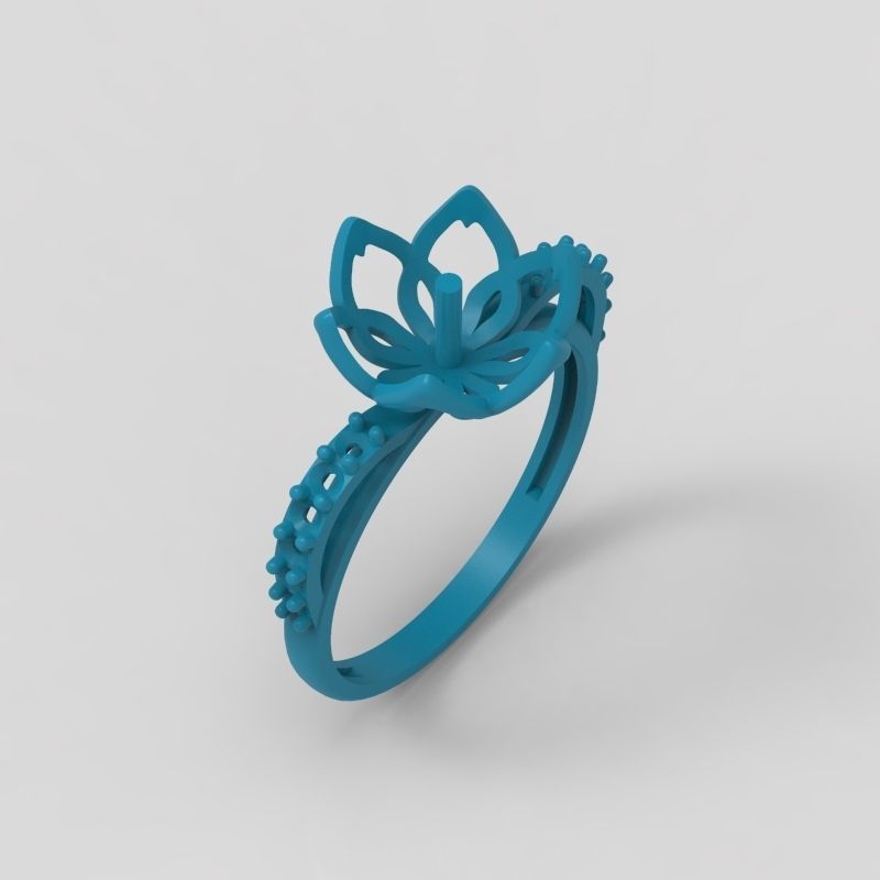 Women Pearl and Diamonds Ring Design 3dm stl vintage 3D print model_9
