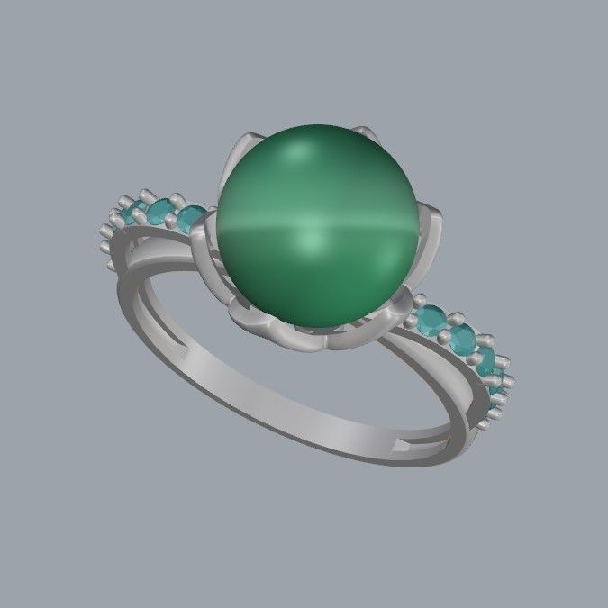 Women Pearl and Diamonds Ring Design 3dm stl vintage 3D print model_13