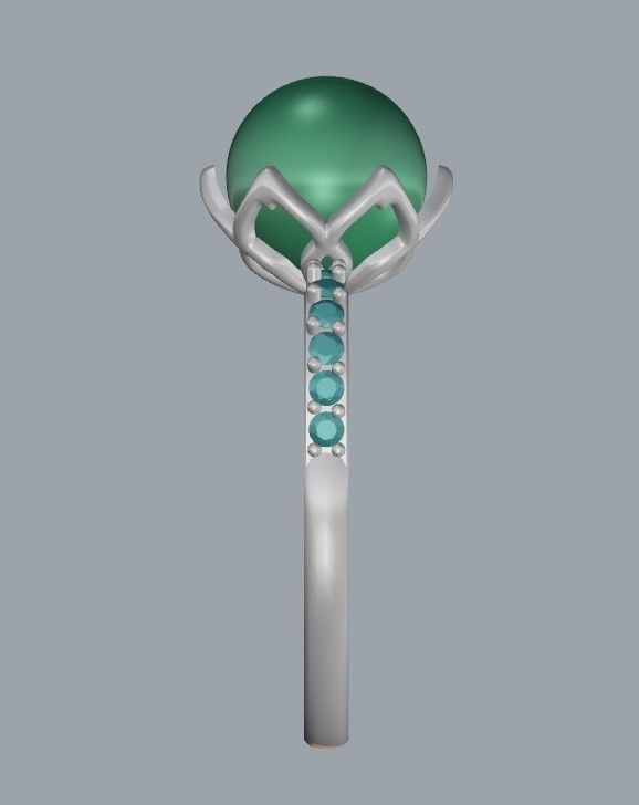 Women Pearl and Diamonds Ring Design 3dm stl vintage 3D print model_14