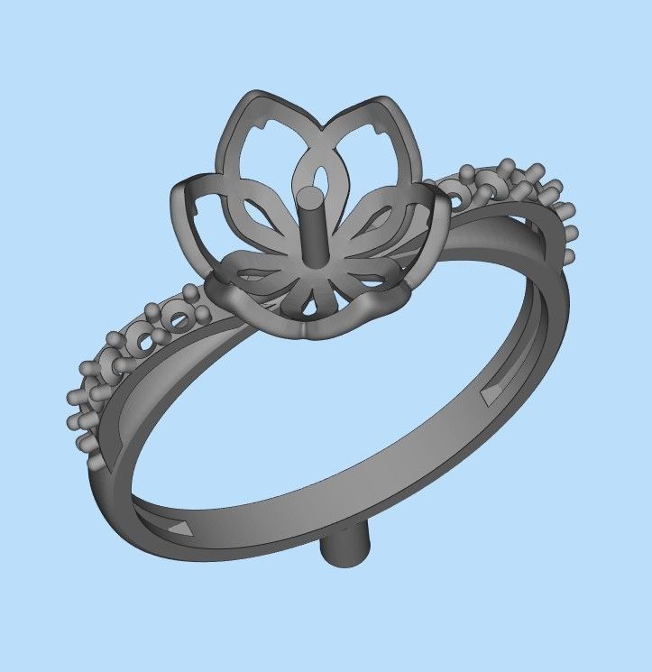 Women Pearl and Diamonds Ring Design 3dm stl vintage 3D print model_15