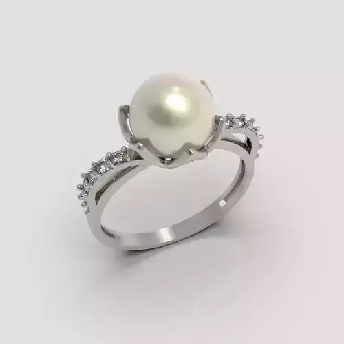 Women Pearl and Diamonds Ring Design 3dm stl vintage