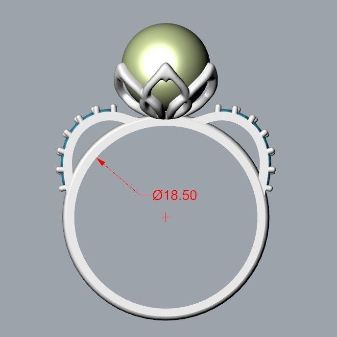 Women Pearl and Diamonds Ring Design 3dm stl vintage 3D print model_12