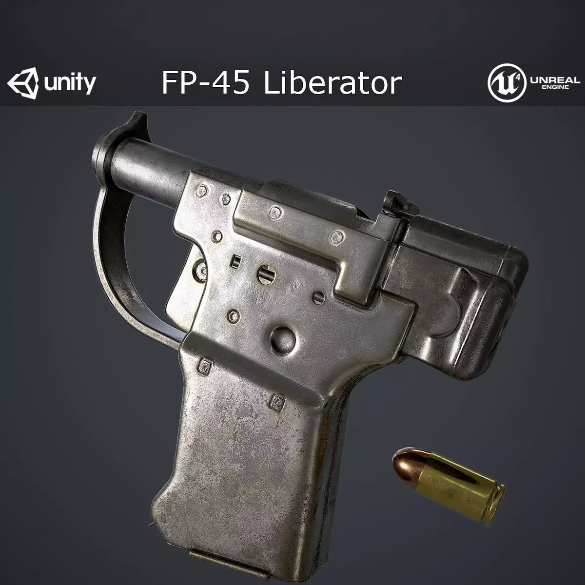 FP-45 Liberator Low-poly 3D model_0