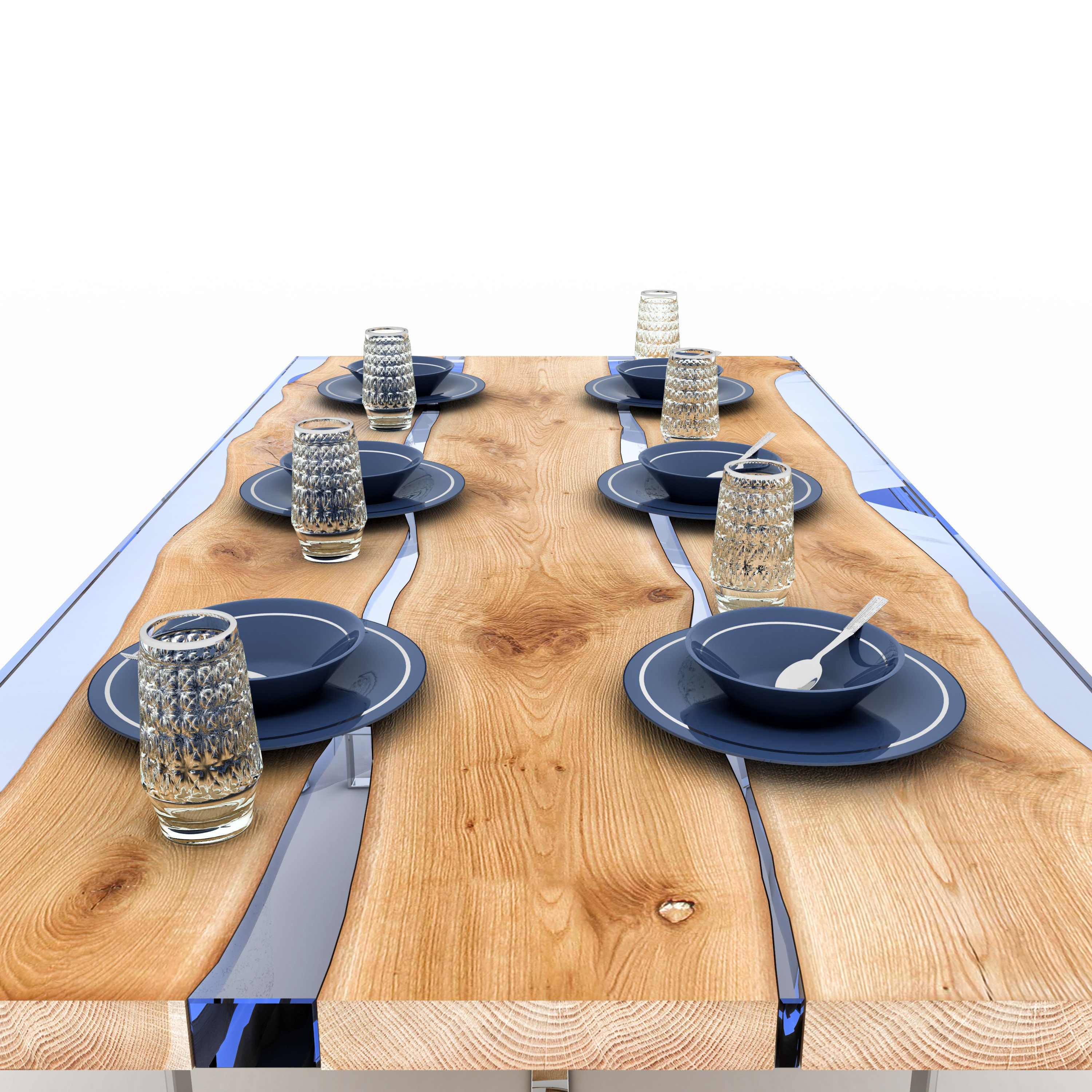 Wooden slab table 3D model_1