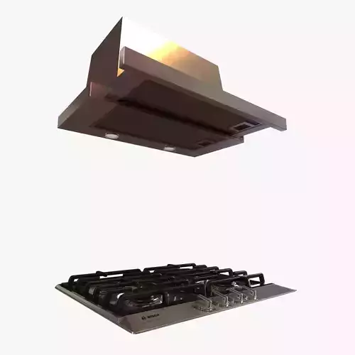 bosch gas cooktop and telescopic hood 3D model