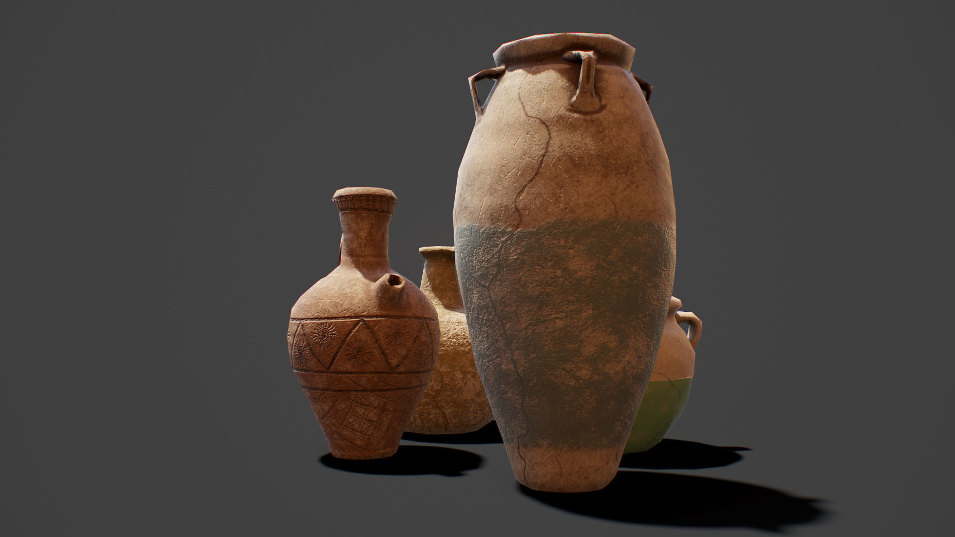 ancient pots  Low-poly PBR  Low-poly 3D model_2