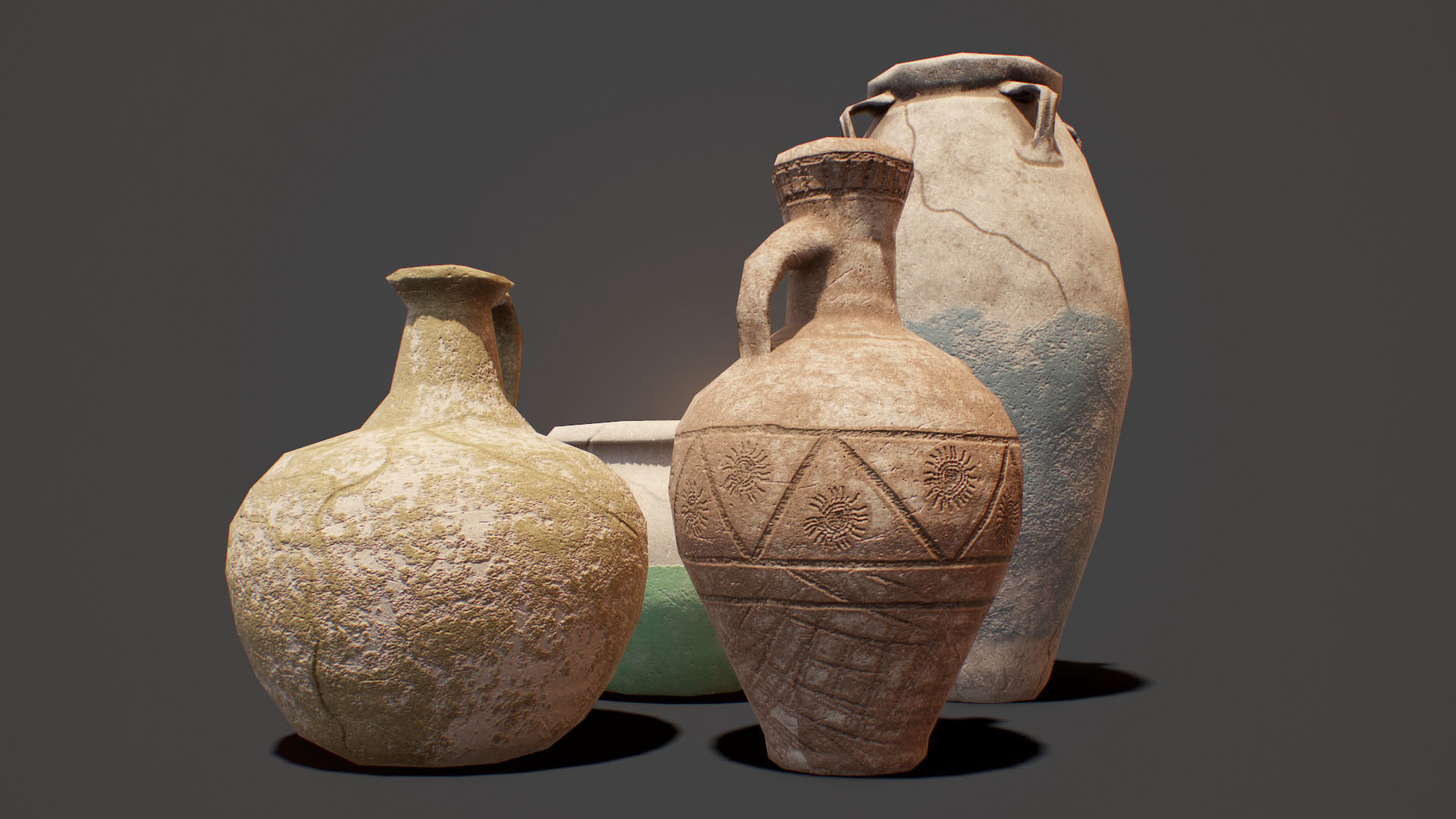 ancient pots  Low-poly PBR  Low-poly 3D model_1