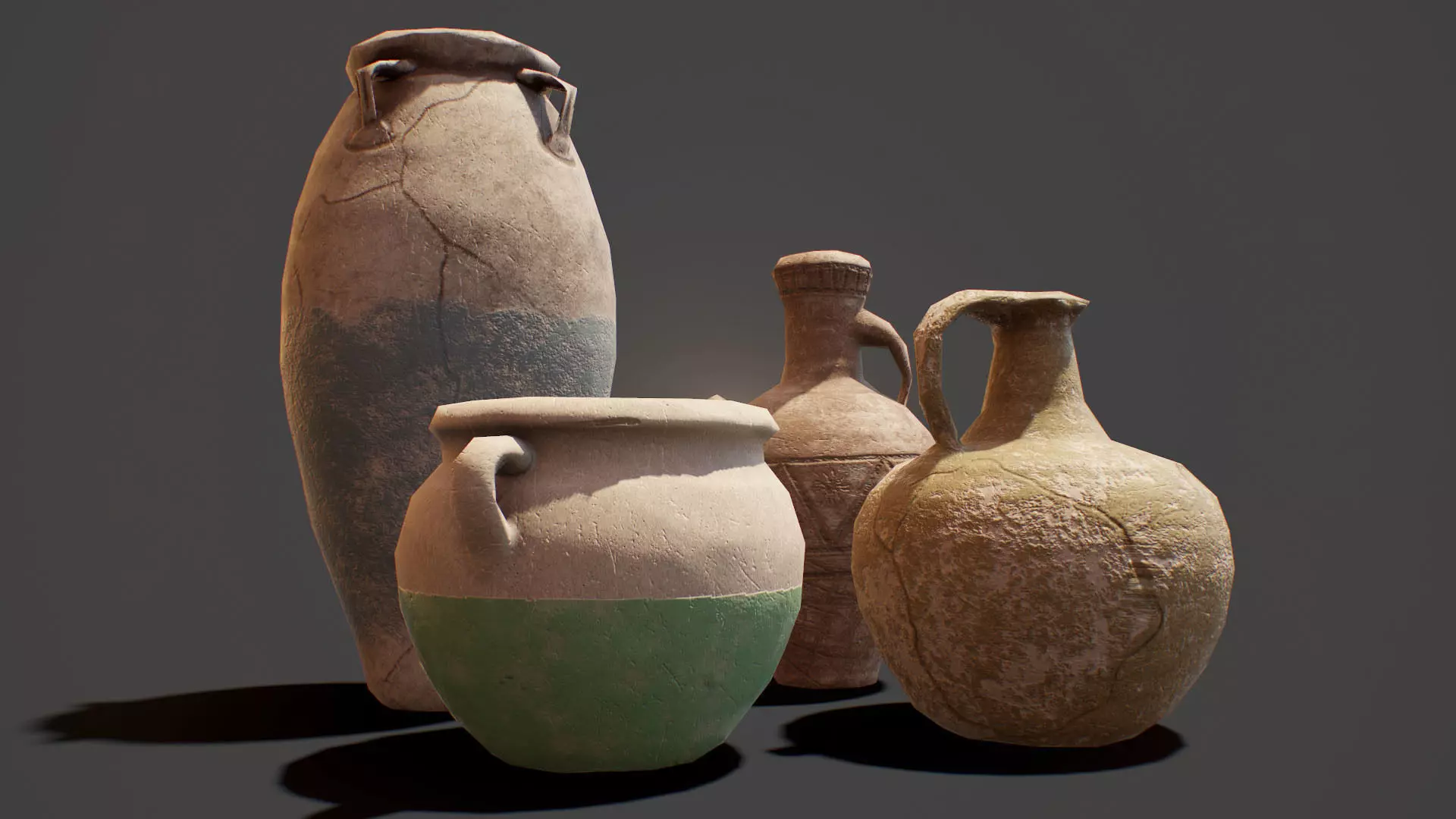 ancient pots  Low-poly PBR  Low-poly 3D model_0