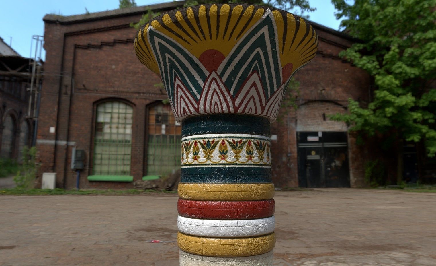 Large Egyptian Column Low-poly 3D model_3