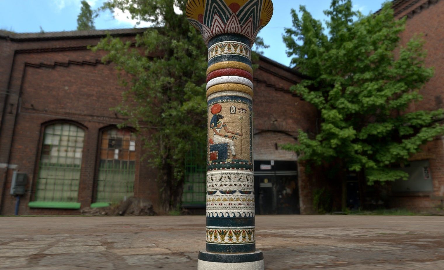 Large Egyptian Column Low-poly 3D model_1