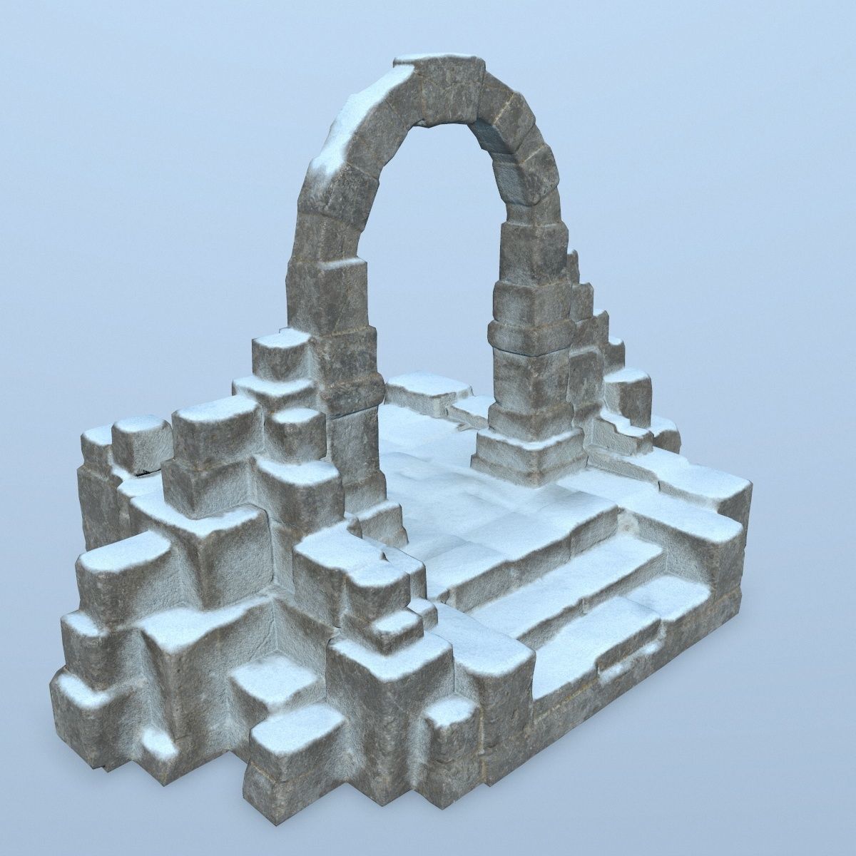 gate 1 stone archway in snow Low-poly 3D model_1