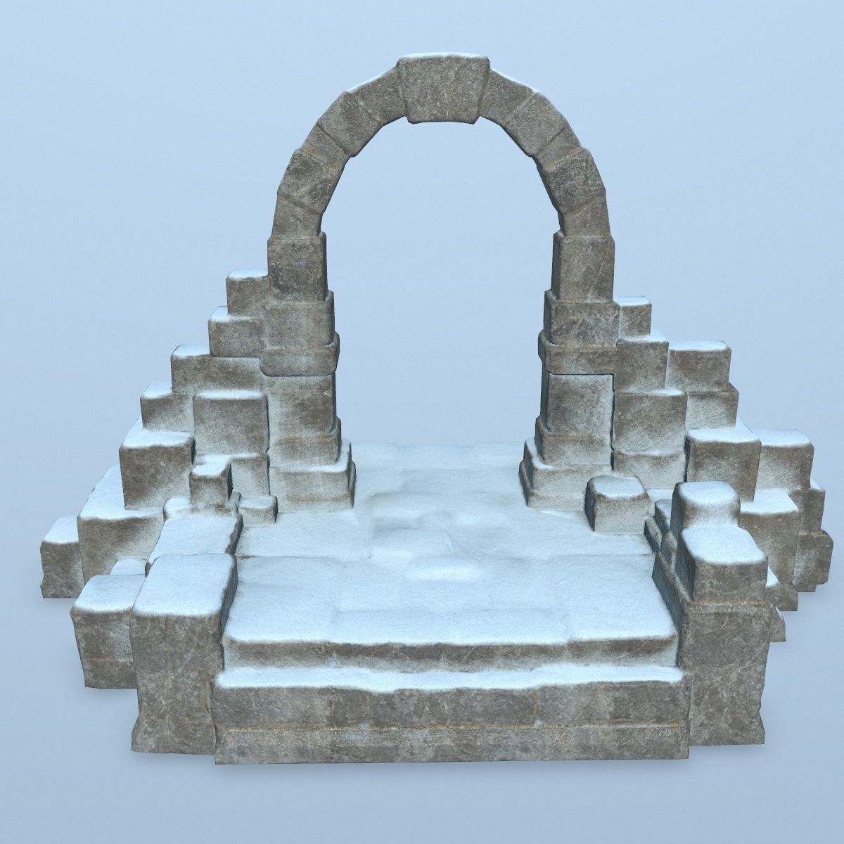 gate 1 stone archway in snow Low-poly 3D model_4