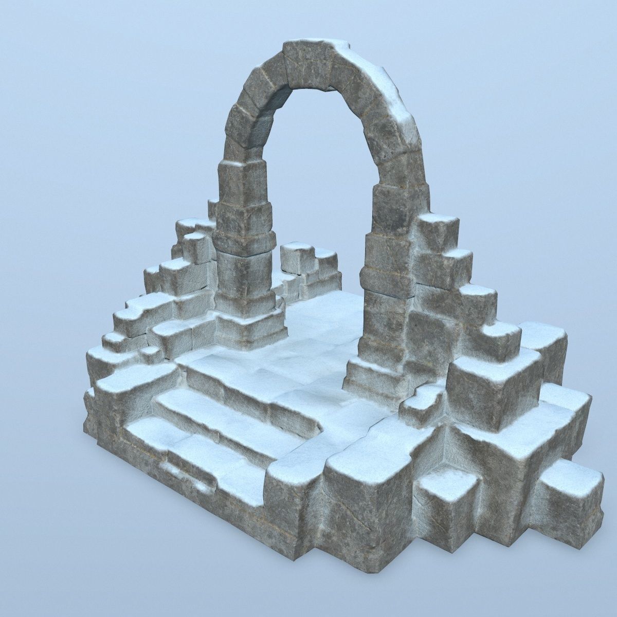 gate 1 stone archway in snow Low-poly 3D model_7