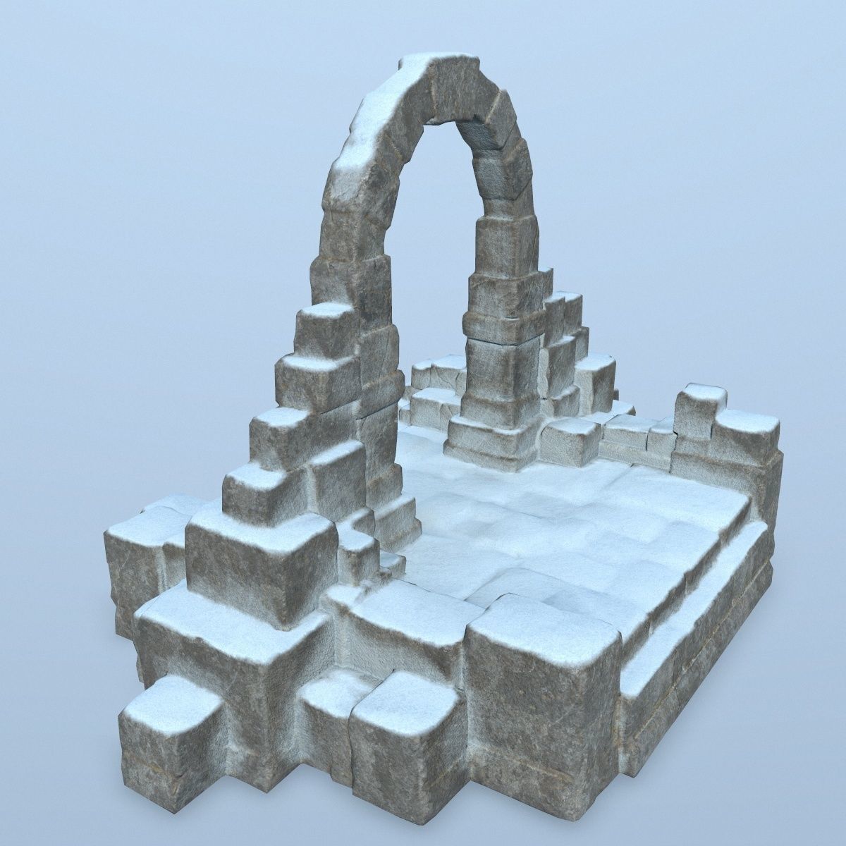 gate 1 stone archway in snow Low-poly 3D model_5