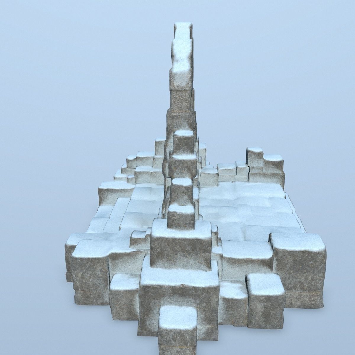 gate 1 stone archway in snow Low-poly 3D model_6