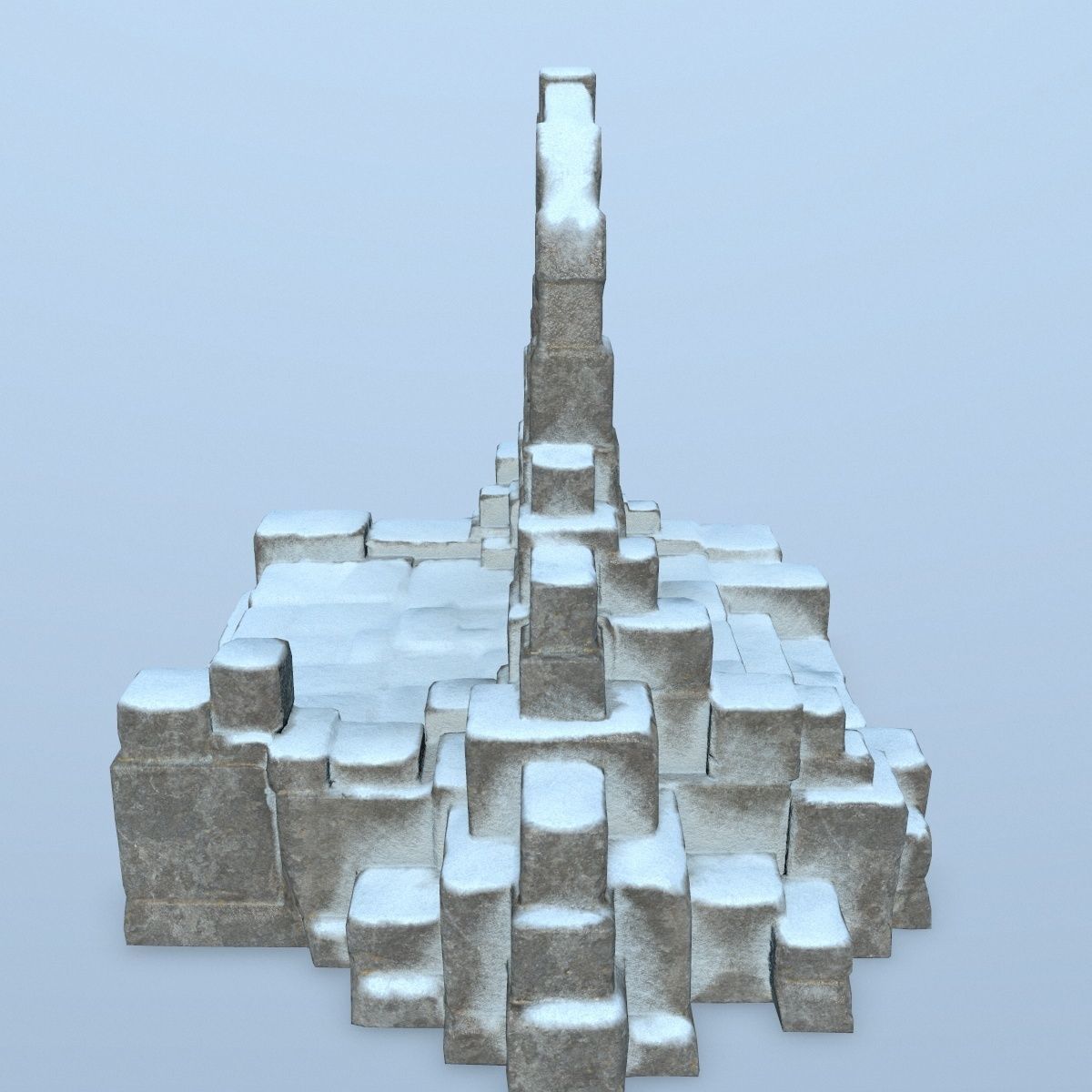 gate 1 stone archway in snow Low-poly 3D model_2