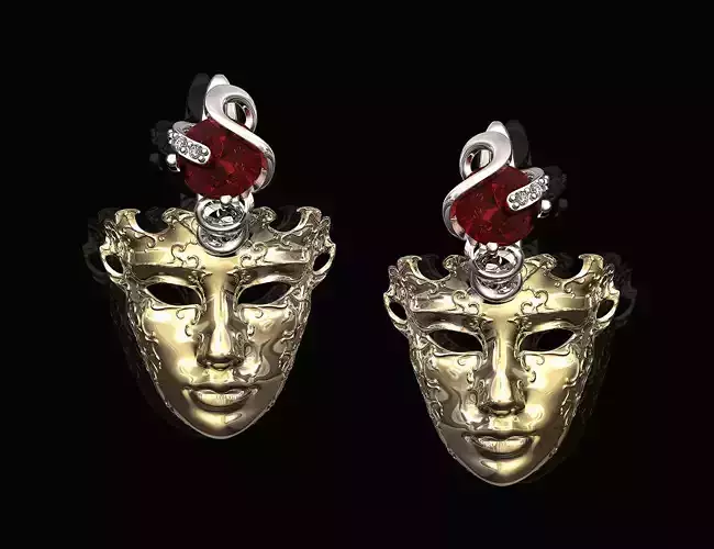 Venetian Mask Earrings 3D print model