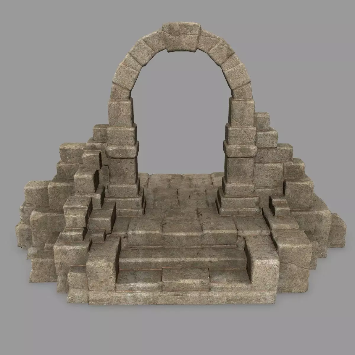 gate 3 stone archway Low-poly 3D model_0