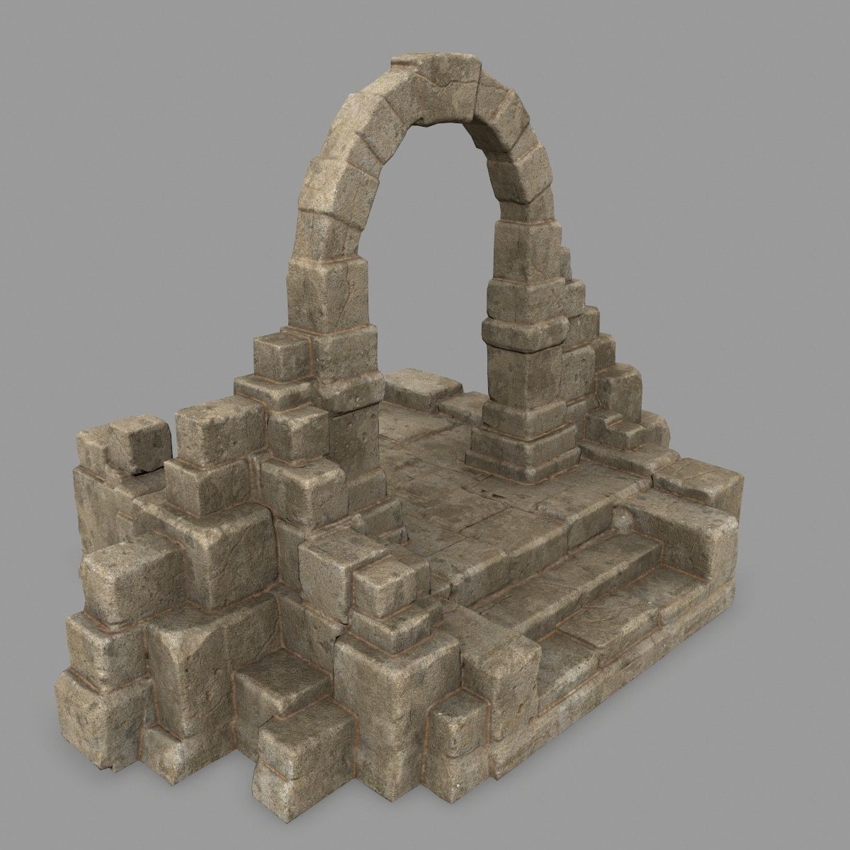 gate 3 stone archway Low-poly 3D model_1