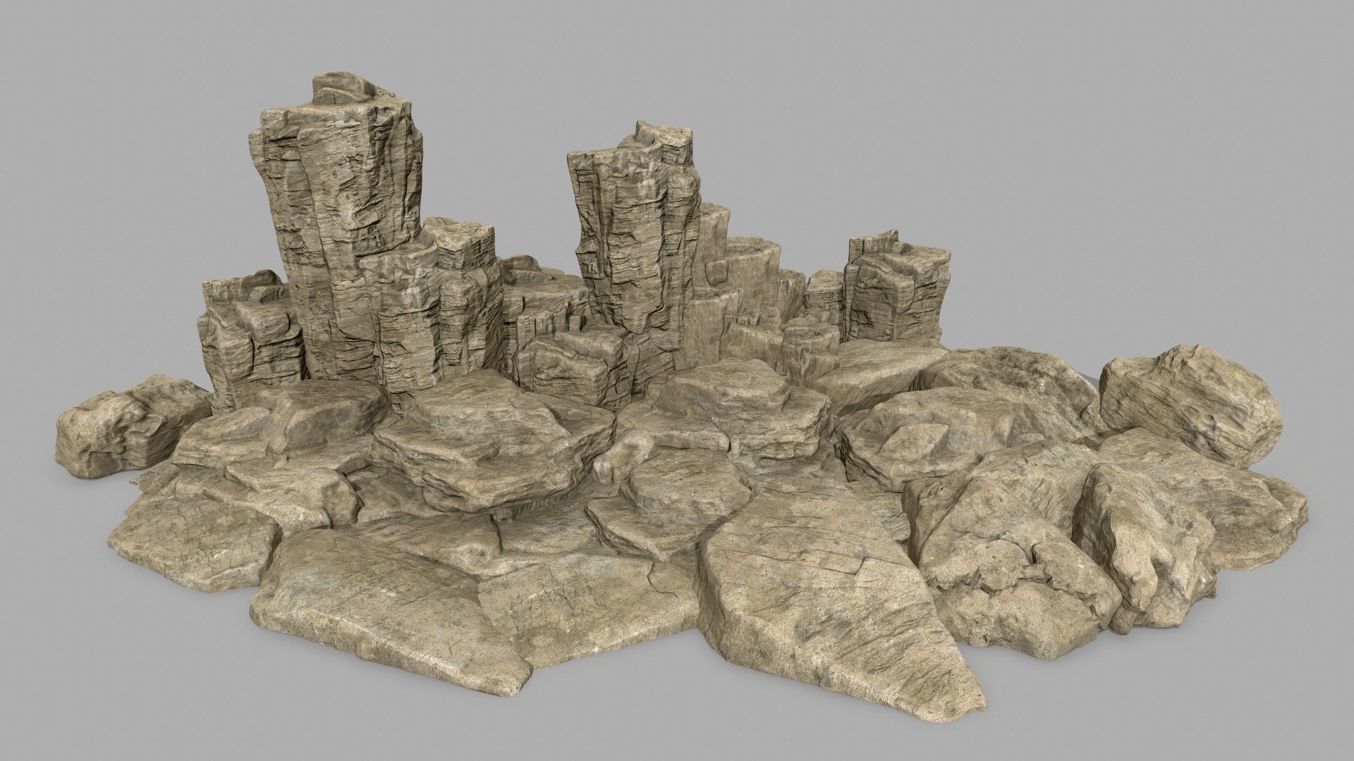 sea rocks Low-poly 3D model_1