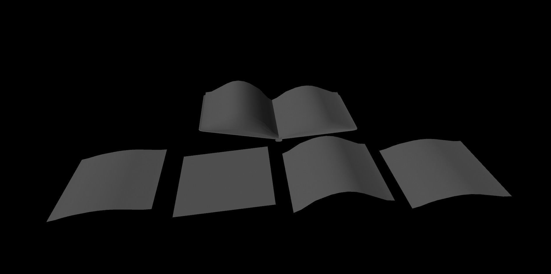 Open Book Paper Pieces untextured Free low-poly 3D model_2