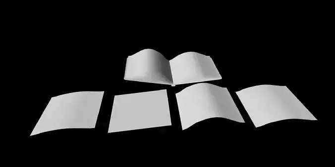 Open Book Paper Pieces untextured Free low-poly 3D model