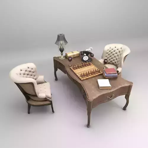 Highpoly Textured Vintage Office Vray Maya