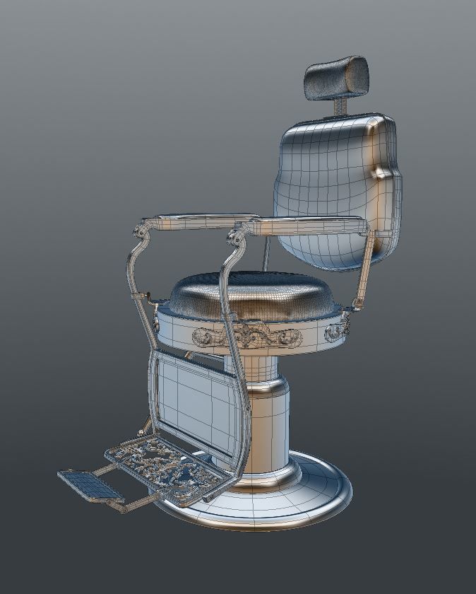 Barber chair 3D model_4