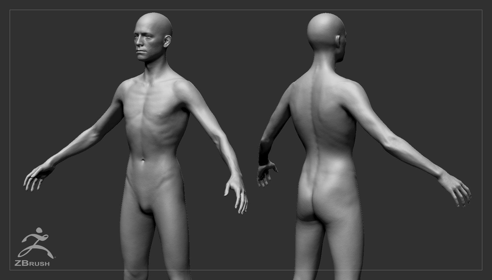 Skinny Male Basemesh 3D model_3