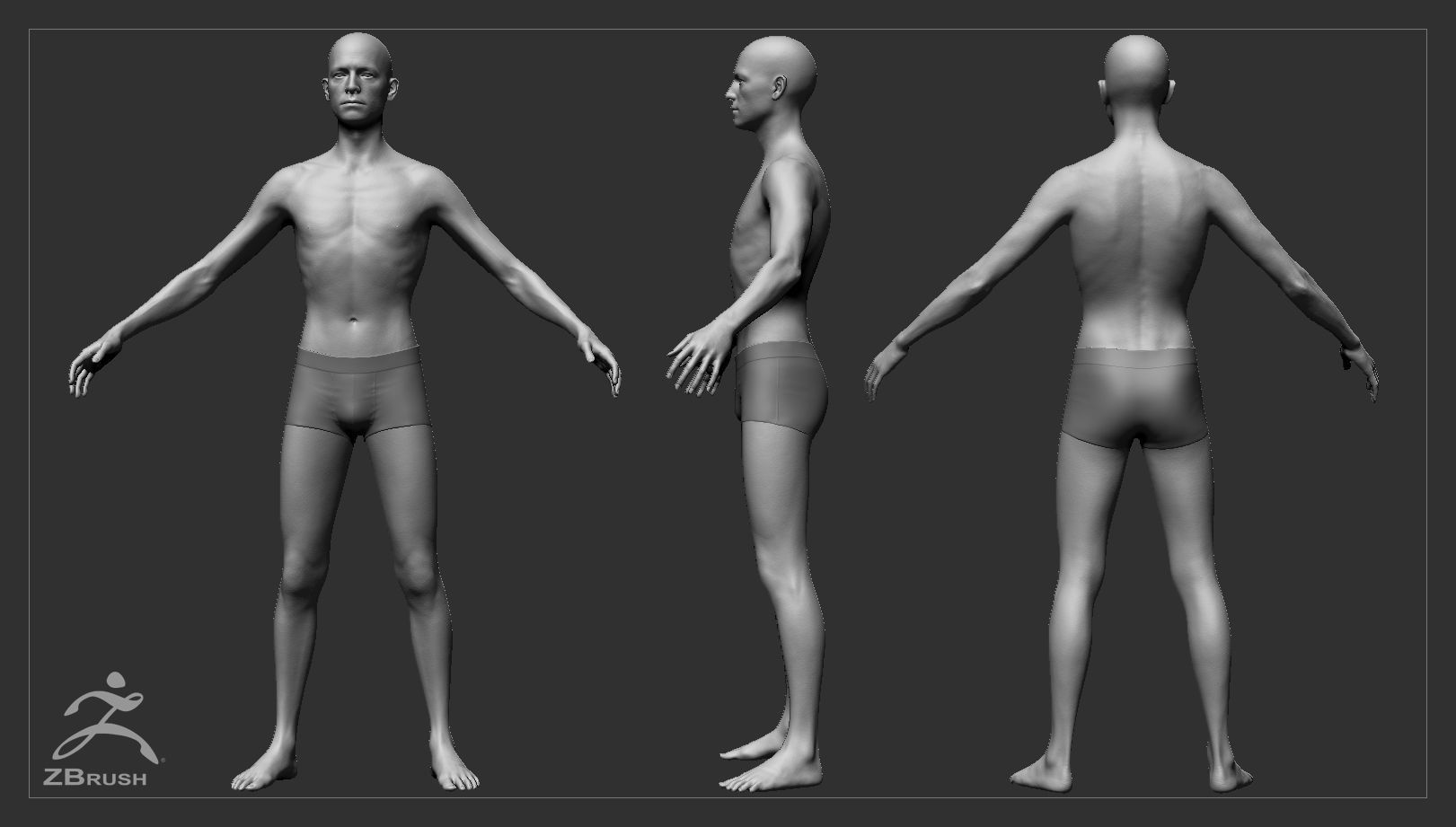 Skinny Male Basemesh 3D model_1