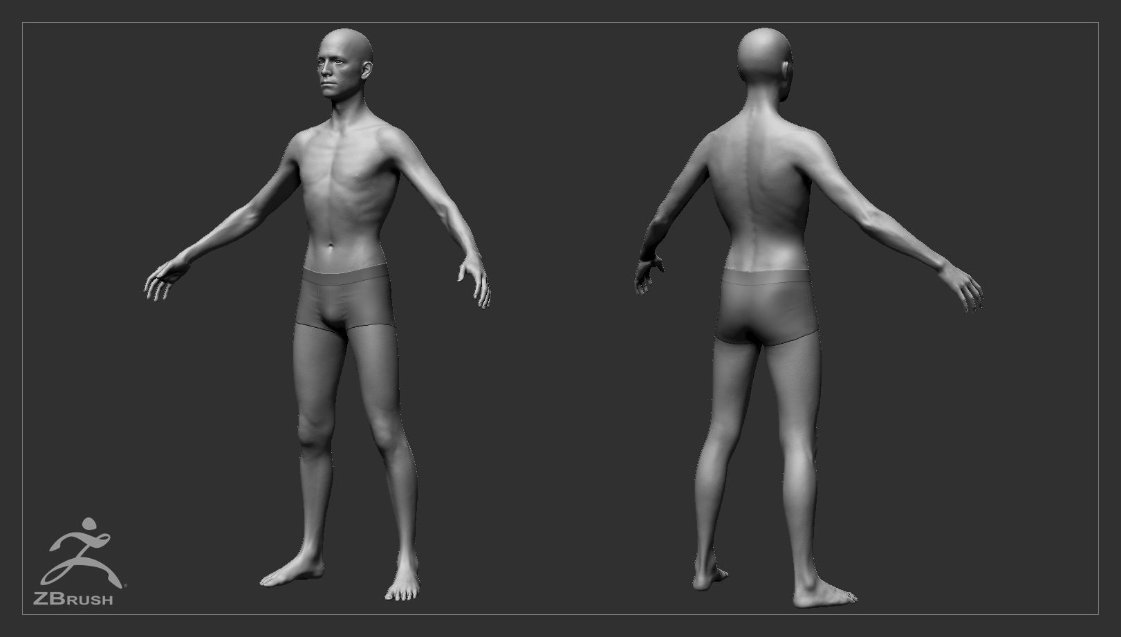 Skinny Male Basemesh 3D model_2