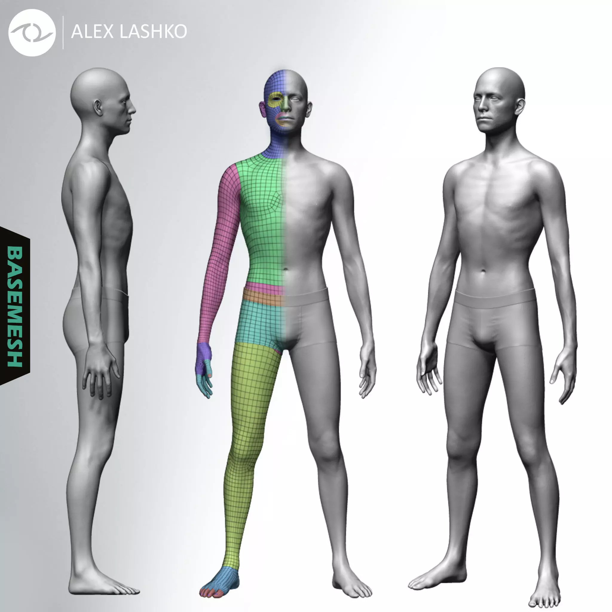 Skinny Male Basemesh 3D model_0
