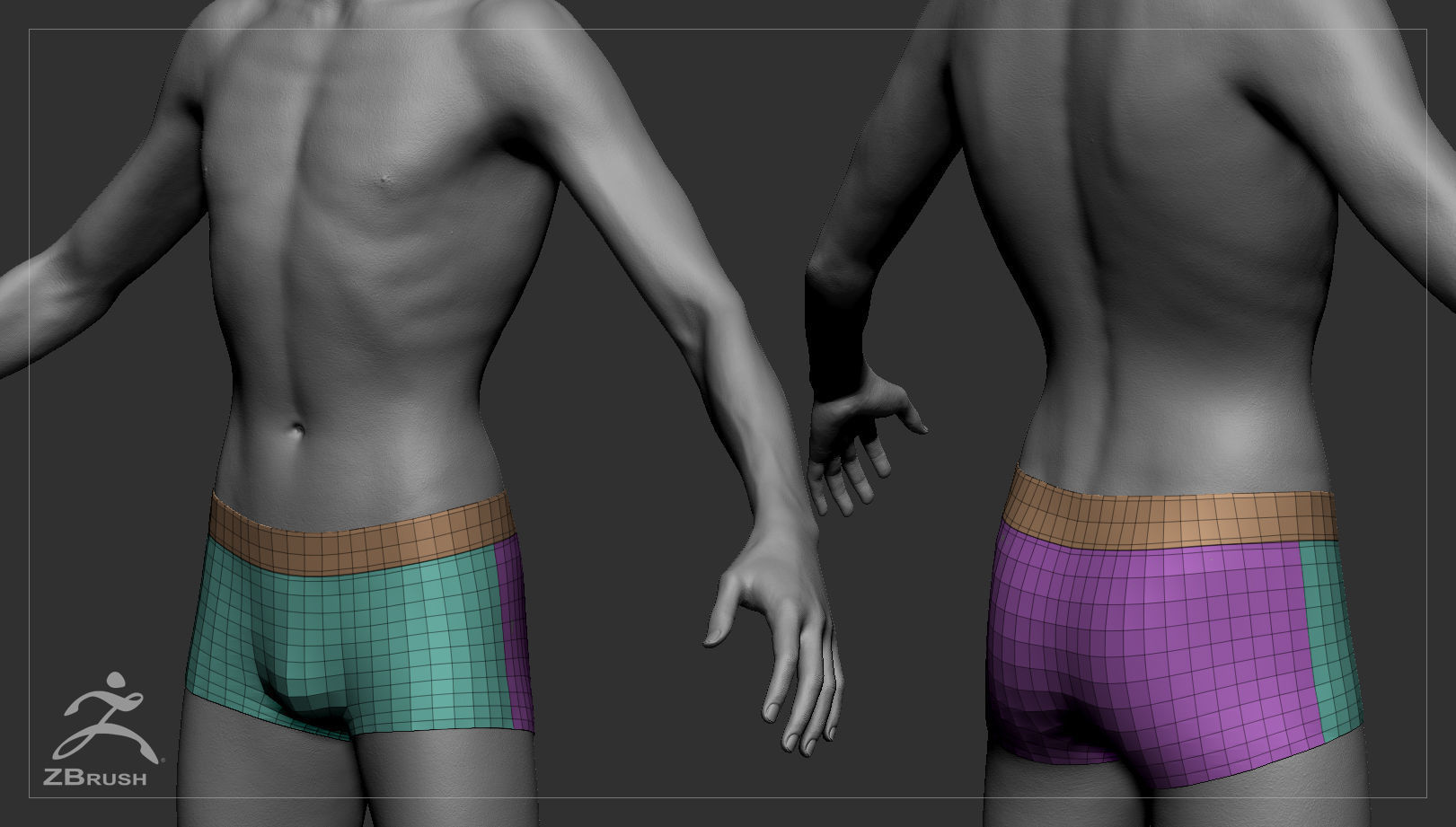 Skinny Male Basemesh 3D model_12