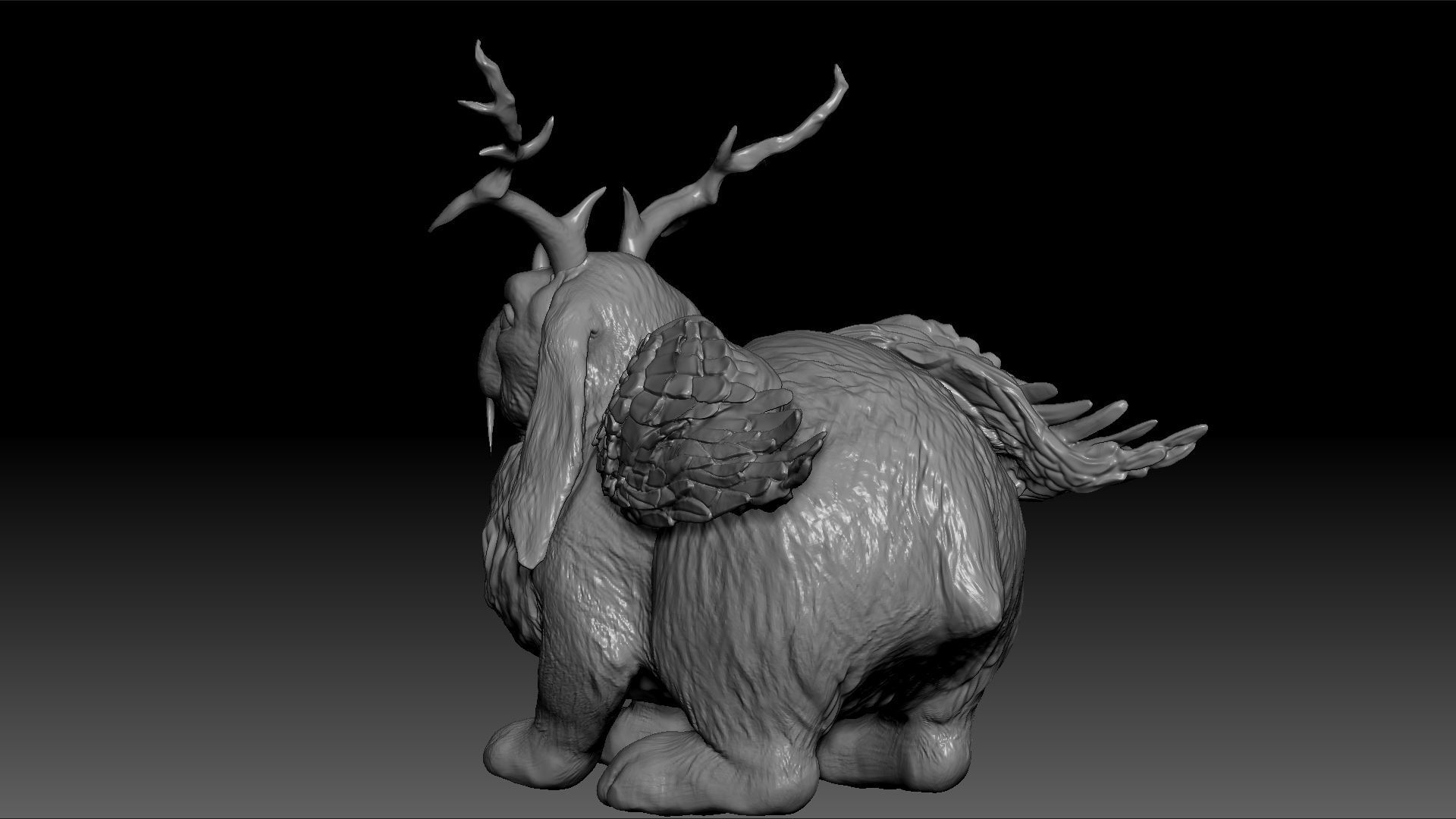 Wolpertinger bunny rabbit for 3D print 3D print model_6