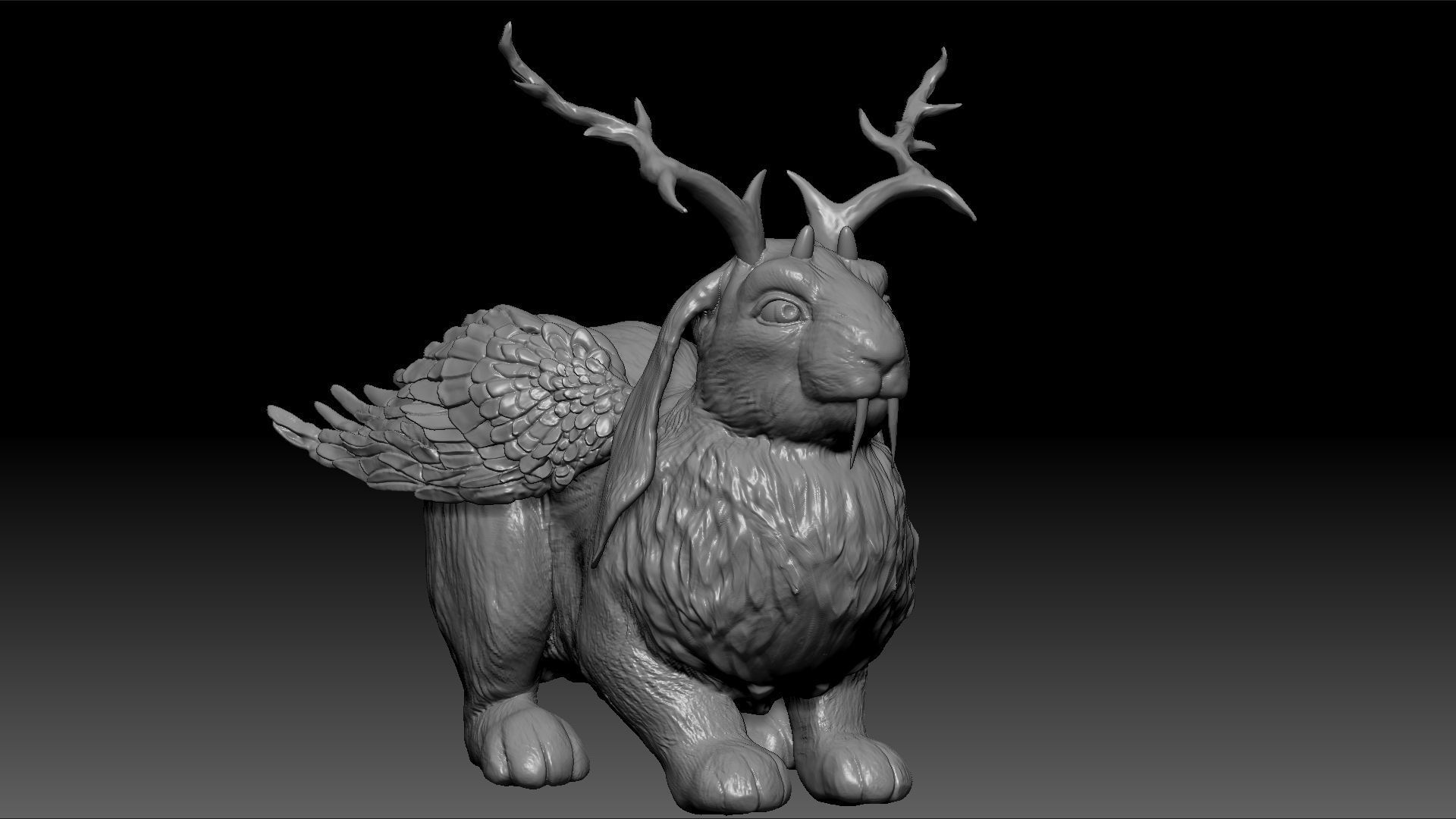 Wolpertinger bunny rabbit for 3D print 3D print model_4