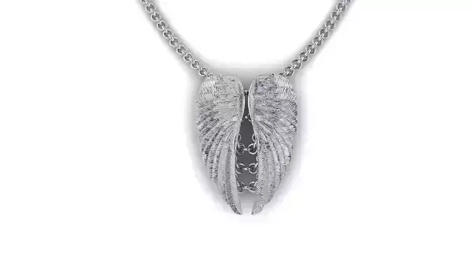 Wings gold necklace with angel pendant