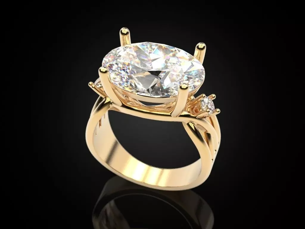 Women ring with an oval 3D print model