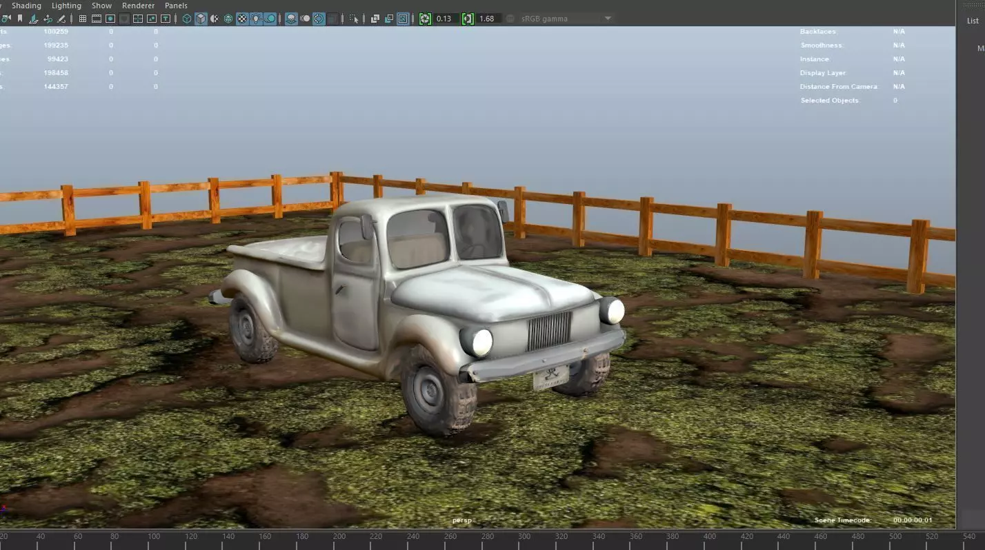 Dirty Car truck 3d model and rig in maya Low-poly 3D model