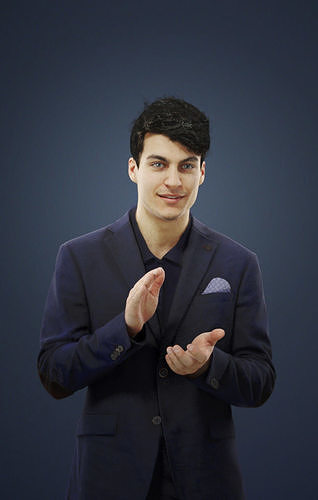 Prime Elegant Caucasian Male Standing While Clapping Hands 3D model