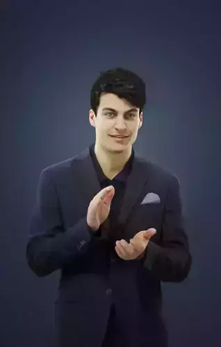 Prime Elegant Caucasian Male Standing While Clapping Hands 3D model
